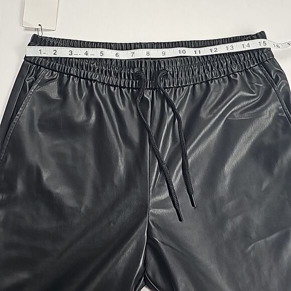 Zara -189 NWT Faux Leather Jogging Pants Joggers Black Size Medium‎ - Picture 8 of 10